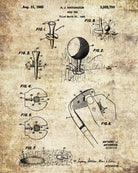 Golf Tee Patent Print Golfing Gift Golfer Poster