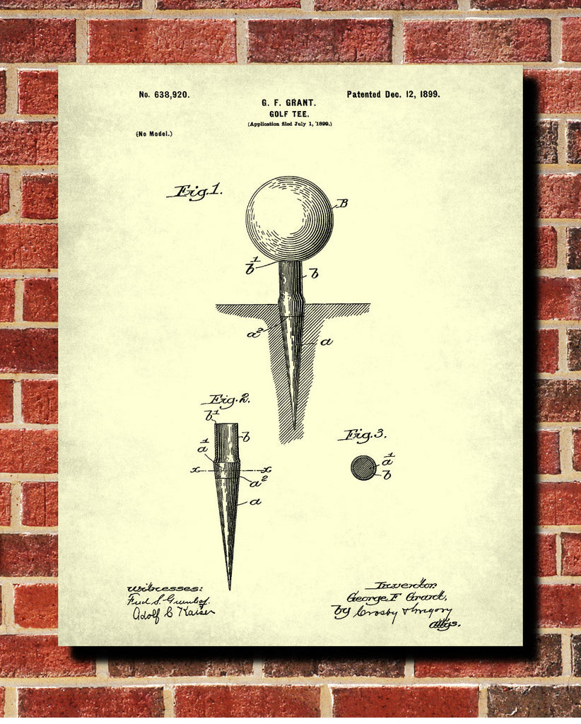 Golf Tee Patent Print Golfer Blueprint Golfing Poster - OnTrendAndFab