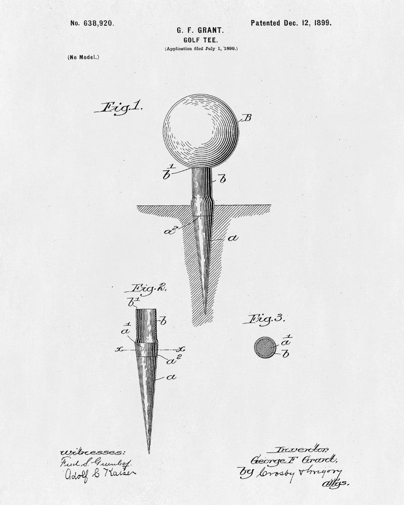 Golf Tee Patent Print Golfer Blueprint Golfing Poster - OnTrendAndFab