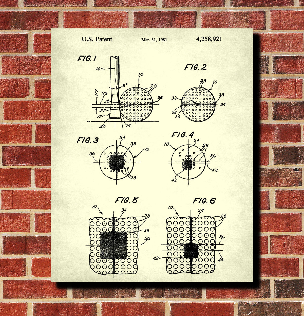 Golf Ball Patent Print Golfer Wall Art Golfing Poster