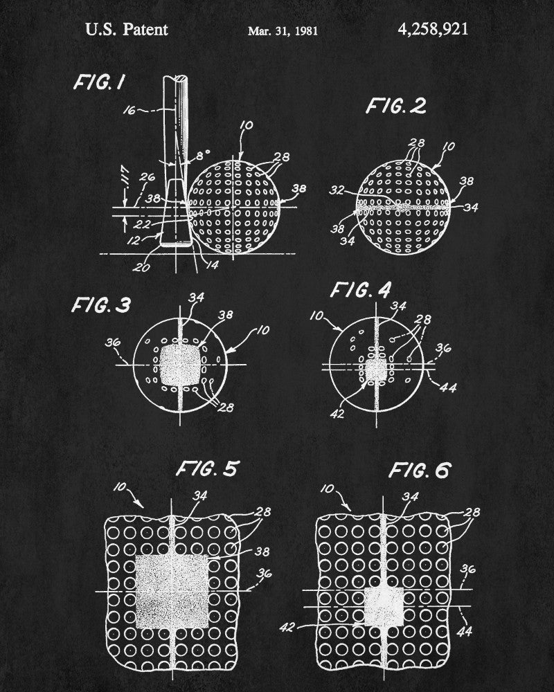 Golf Ball Patent Print Golfer Wall Art Golfing Poster