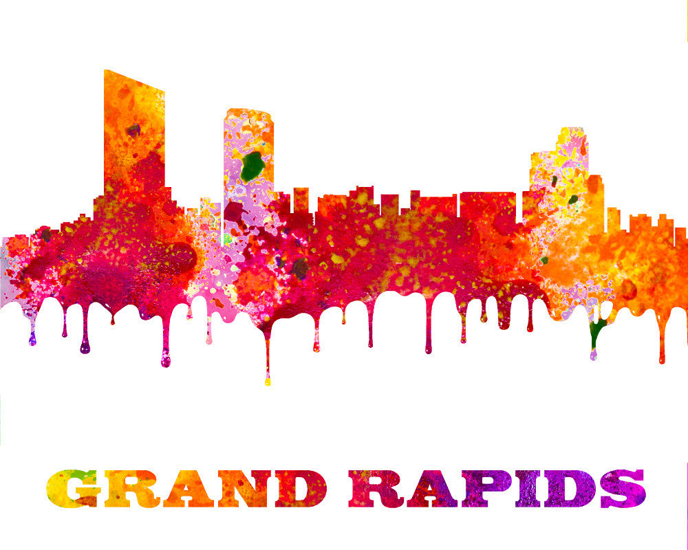Grand Rapids City Skyline Print Wall Art Poster Michigan USA - OnTrendAndFab