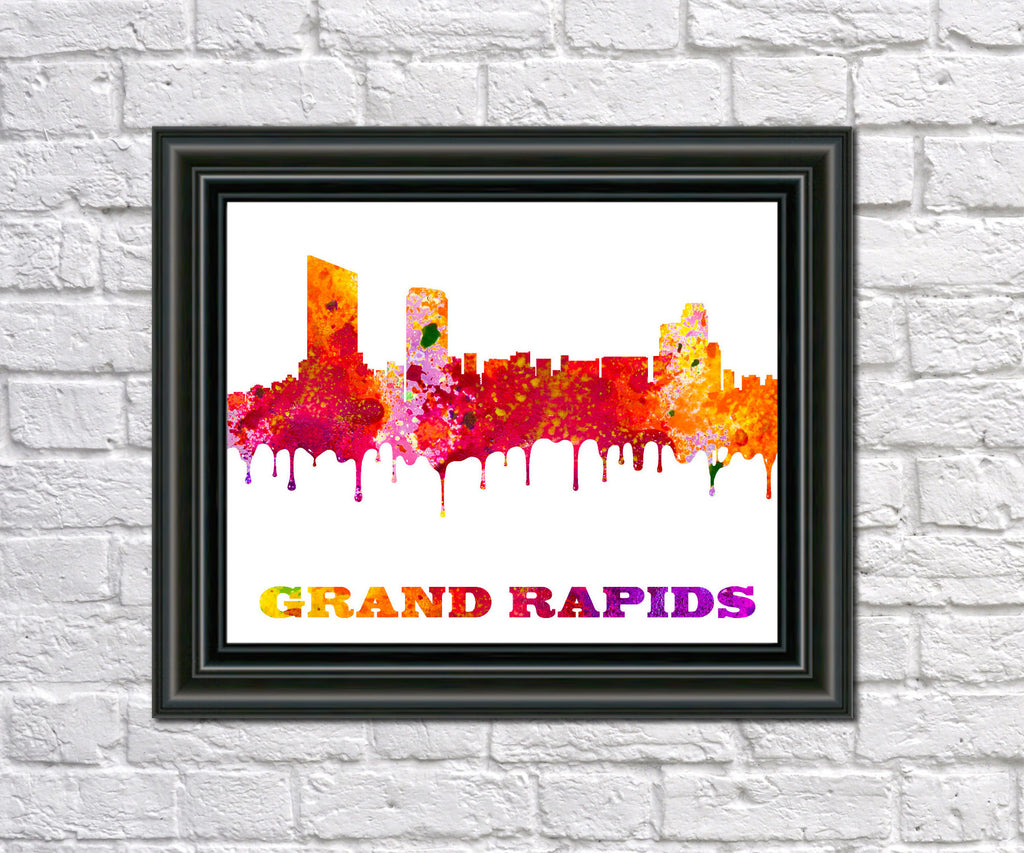 Grand Rapids City Skyline Print Wall Art Poster Michigan USA - OnTrendAndFab