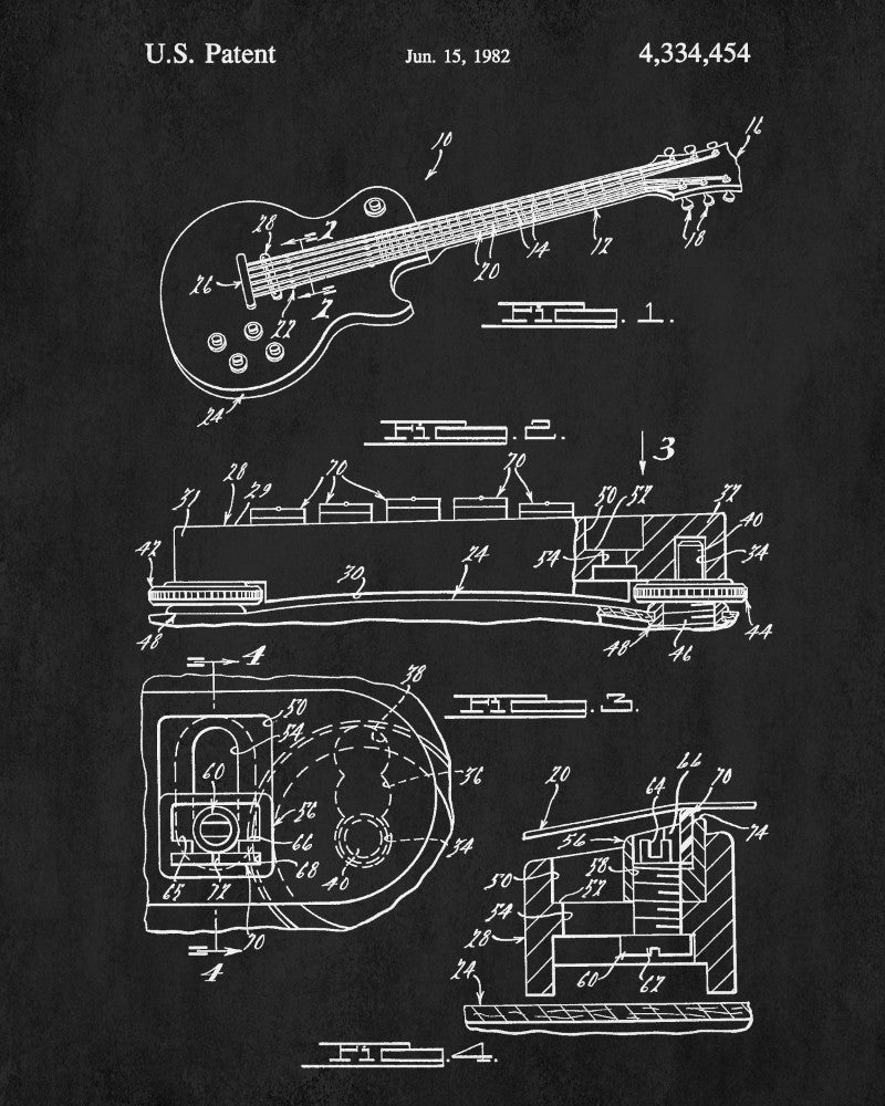 Guitar Blueprint Musical Instrument Poster Guitar Patent Print