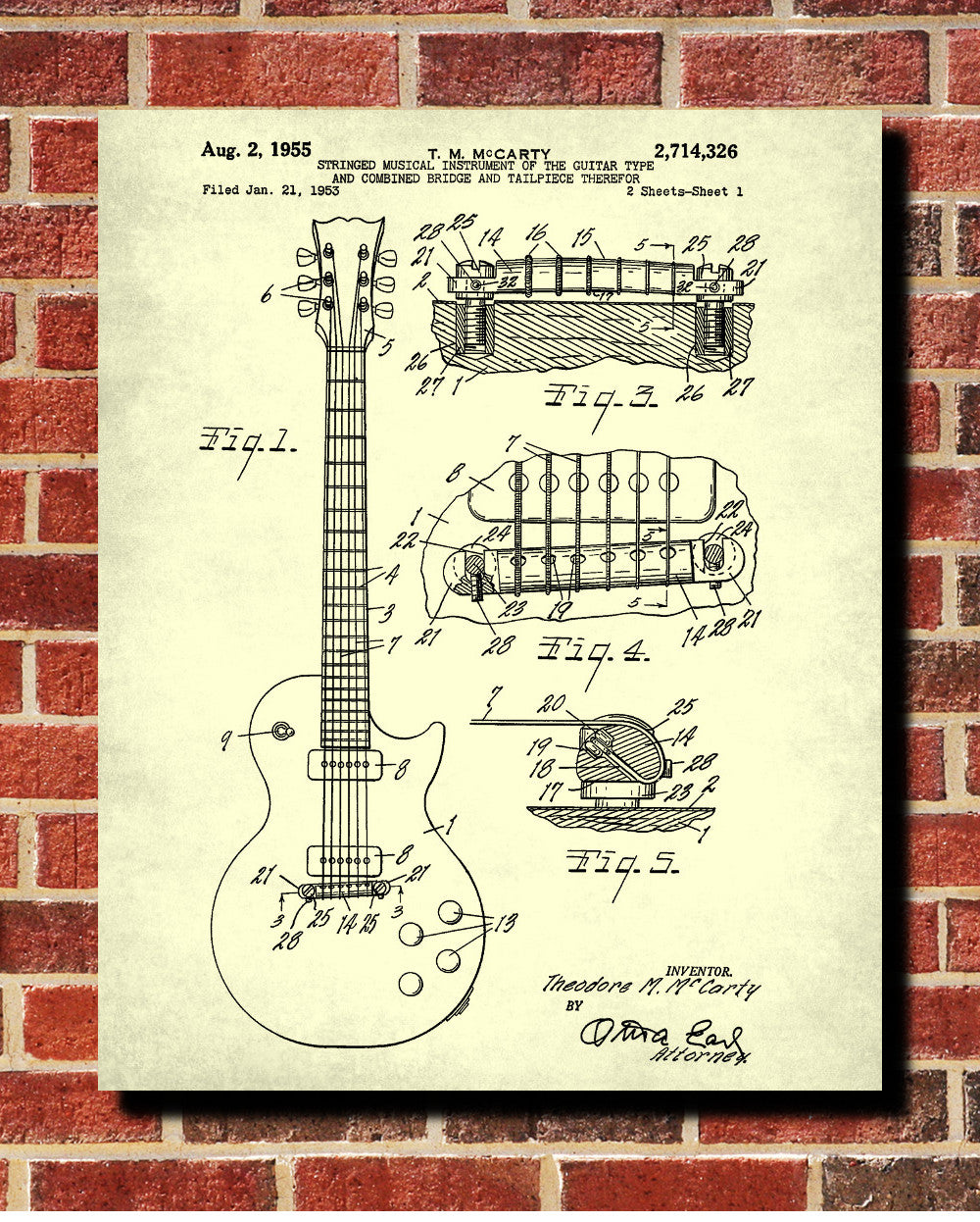 Guitar Patent Print Musical Instrument Blueprint Music Poster - OnTrendAndFab