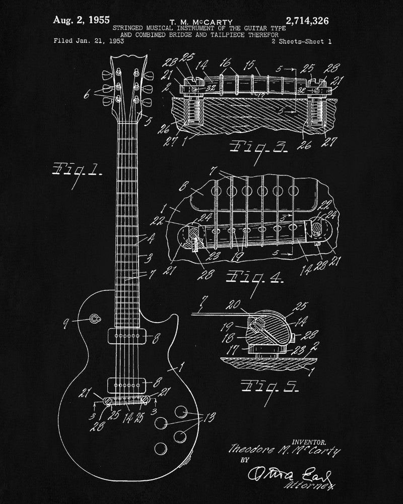 Guitar Patent Print Musical Instrument Blueprint Music Poster - OnTrendAndFab