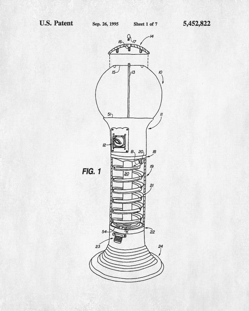 Gumball Patent Print Vending Machine Blueprint Poster - OnTrendAndFab