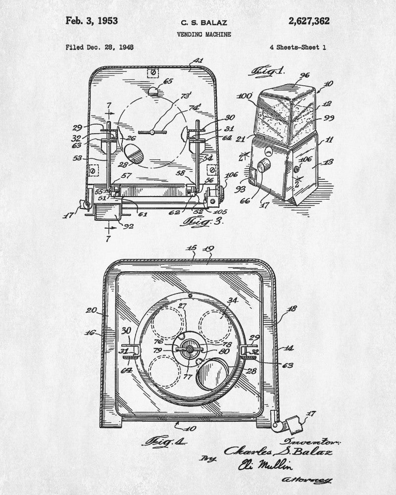 Vending Machine Blueprint Man Cave Poster Gumball Patent Print - OnTrendAndFab