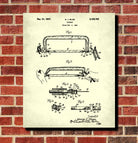 Hacksaw Patent Print Hand Tools Blueprint Workshop Poster