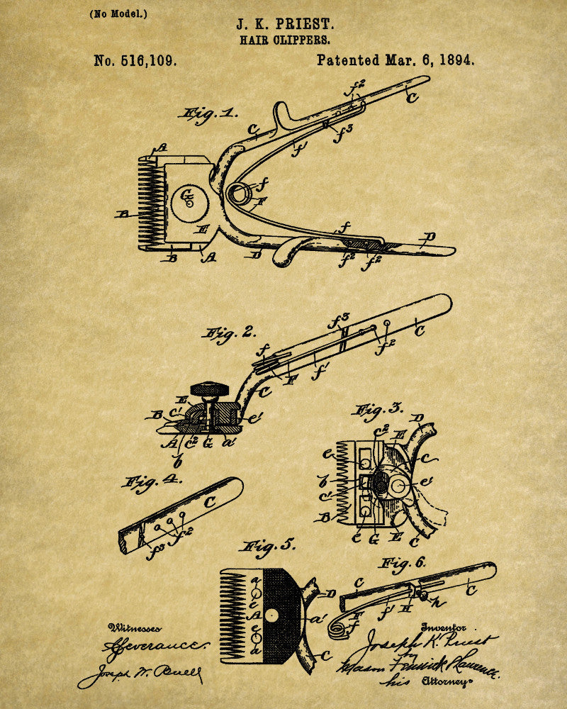 Hairdressing Patent Print Barber Clippers Art Poster - OnTrendAndFab