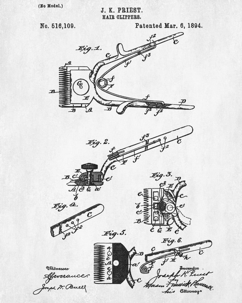 Hairdressing Patent Print Barber Clippers Art Poster - OnTrendAndFab