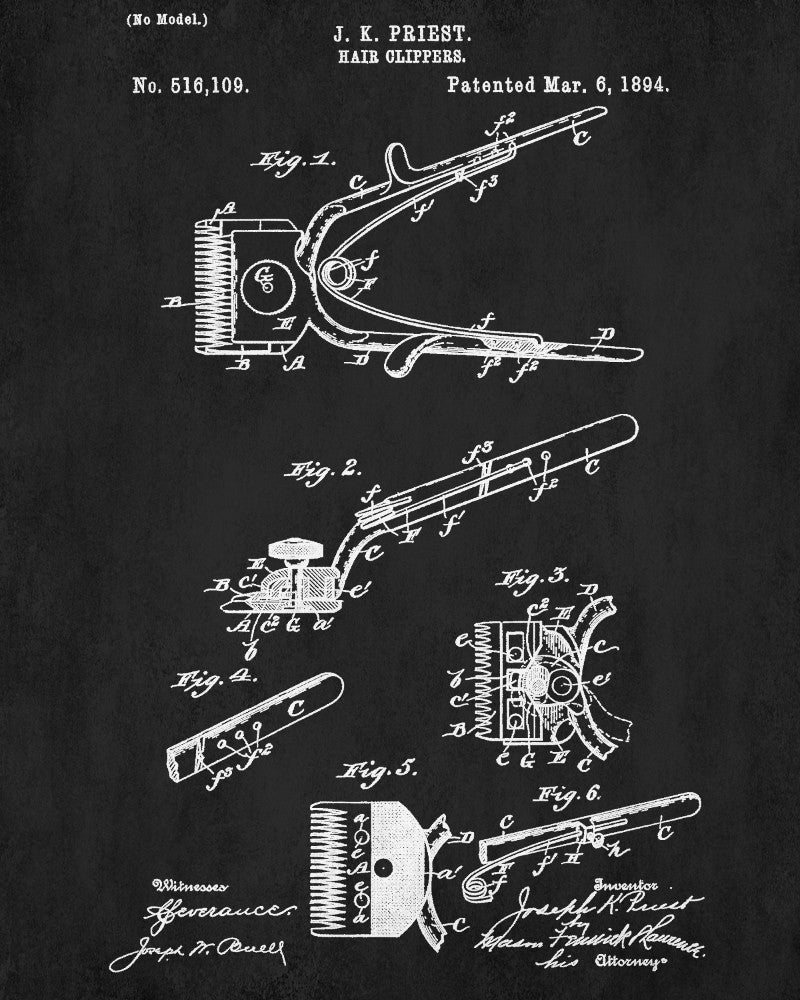 Hairdressing Patent Print Barber Clippers Art Poster - OnTrendAndFab