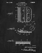 Hair Clipper Blade Patent Print Hairdressing Wall Art Barber Poster