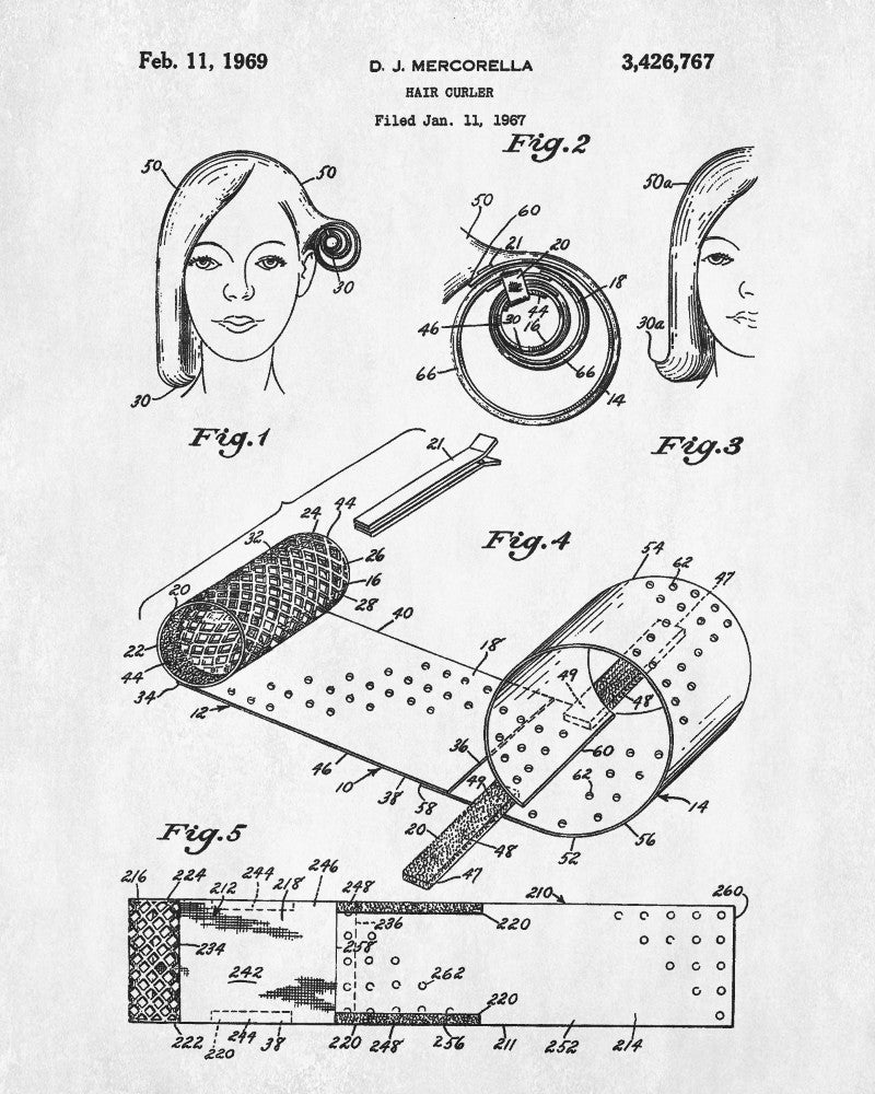 Hair Curlers Patent Print Hairdressing Blueprint Salon Poster - OnTrendAndFab