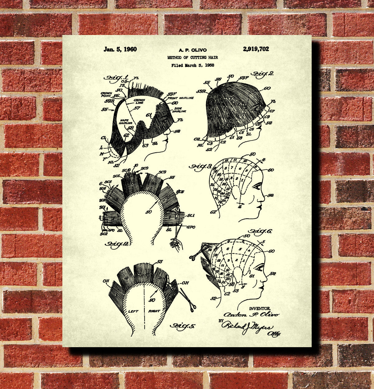 Hair Cutting Patent Print Salon Poster Hairdressing Blueprint