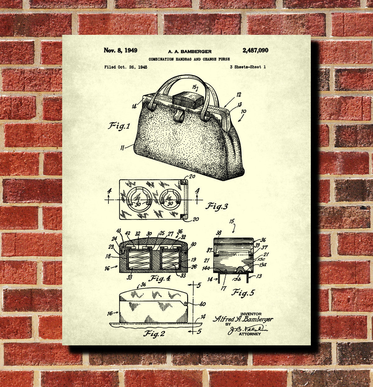 Handbag Patent Print Fashion Accessory Design Blueprint Poster