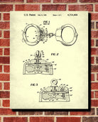 Handcuffs Patent Print Police Poster Law Enforcement Blueprint - OnTrendAndFab