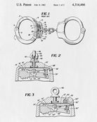 Handcuffs Patent Print Police Poster Law Enforcement Blueprint - OnTrendAndFab