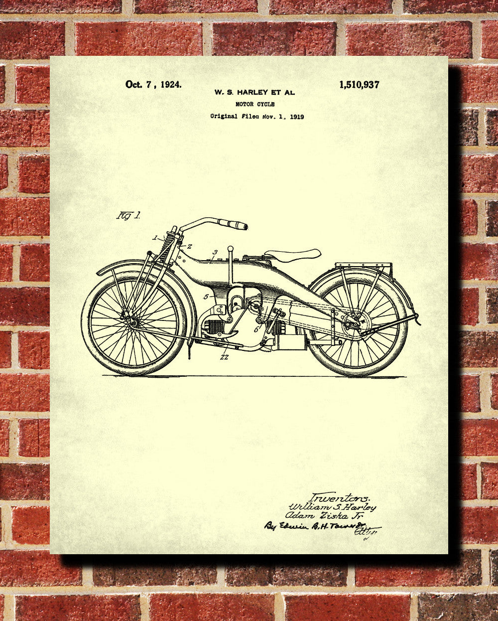 Harley Davidson Patent Biker Blueprint Poster Motorcycle Print - OnTrendAndFab