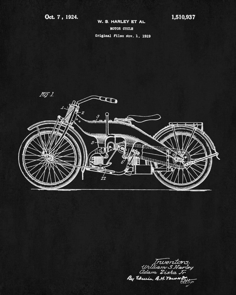 Harley Davidson Patent Biker Blueprint Poster Motorcycle Print - OnTrendAndFab