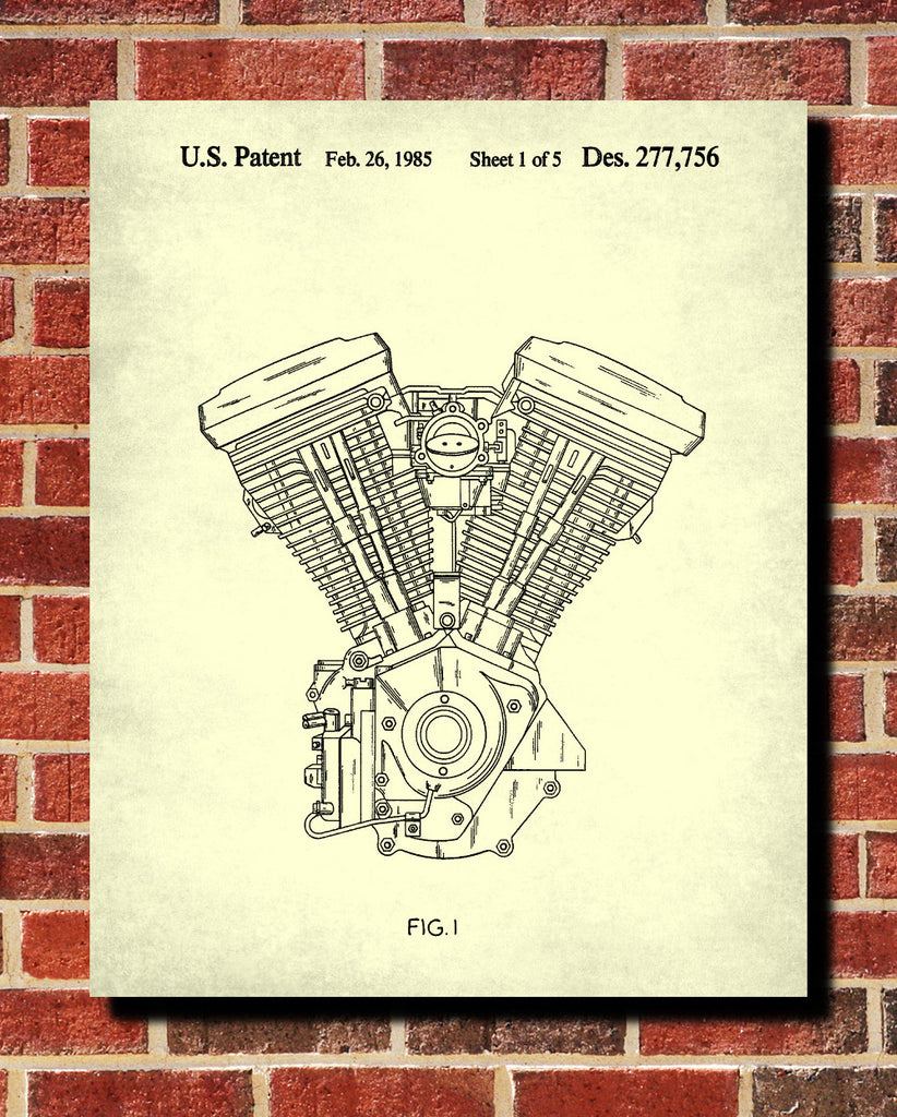 Harley Davidson Blueprint Biker Patent Poster Motorcycle Print - OnTrendAndFab