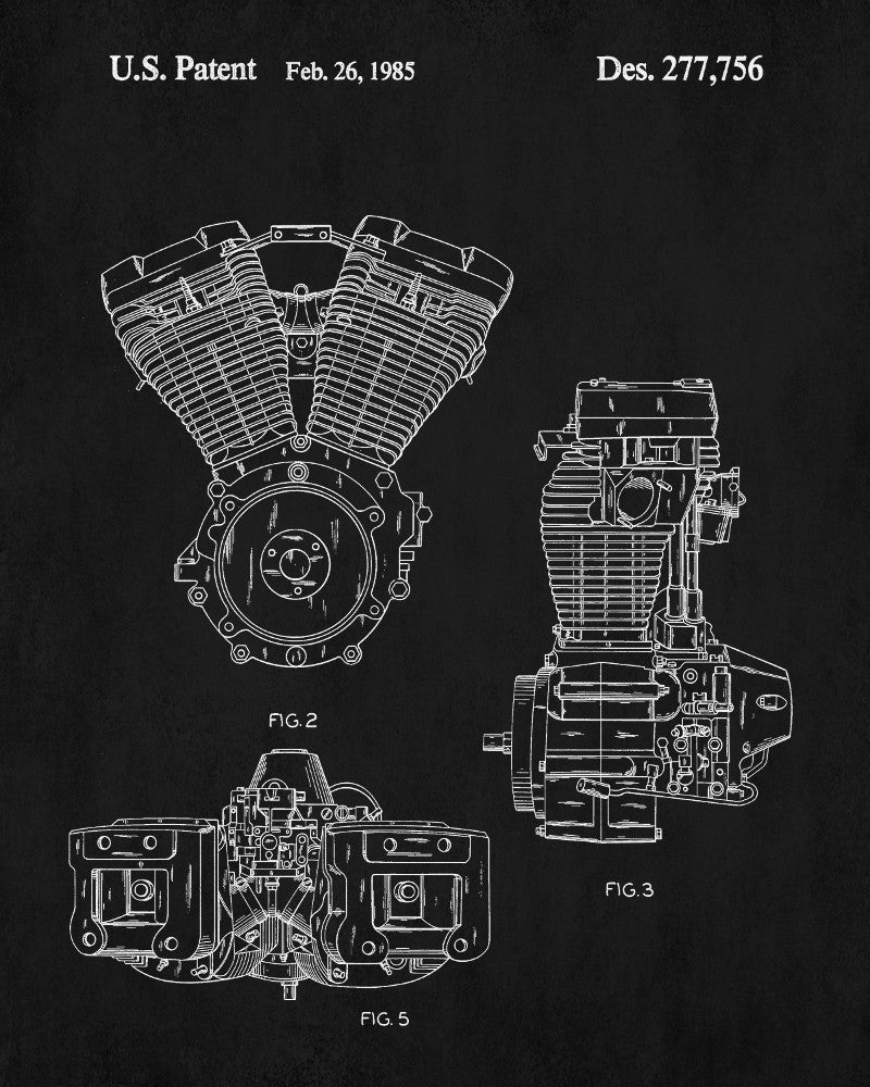 Harley Davidson Blueprint Motorcycle Patent Print Biker Poster - OnTrendAndFab