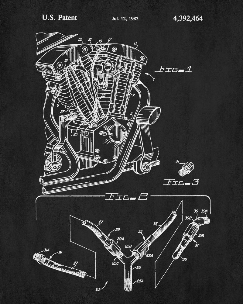 Harley Davidson Patent Print Motorcycle Design Biker Poster - OnTrendAndFab