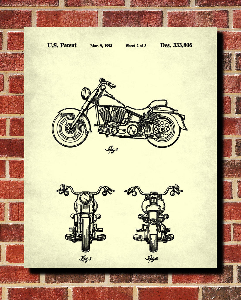 Harley Davidson Patent Print Motorcycle Poster Biker Blueprint - OnTrendAndFab