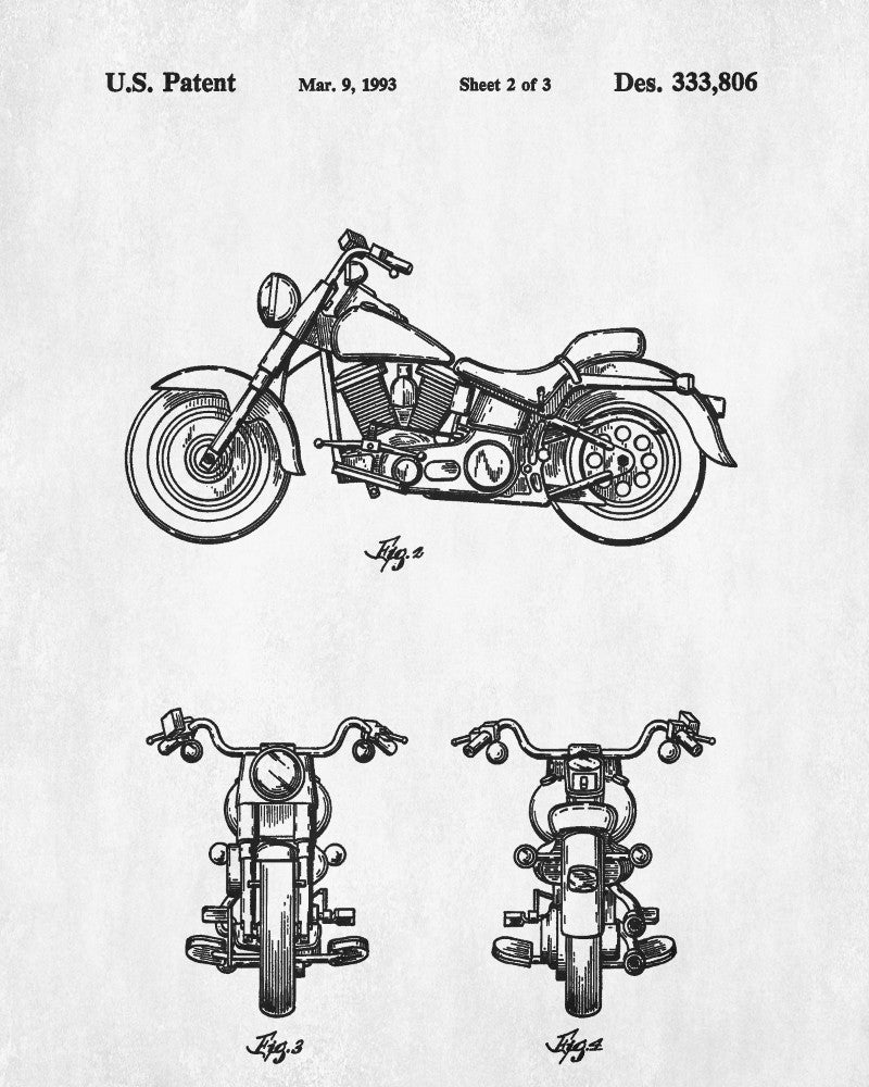 Harley Davidson Patent Print Motorcycle Poster Biker Blueprint - OnTrendAndFab