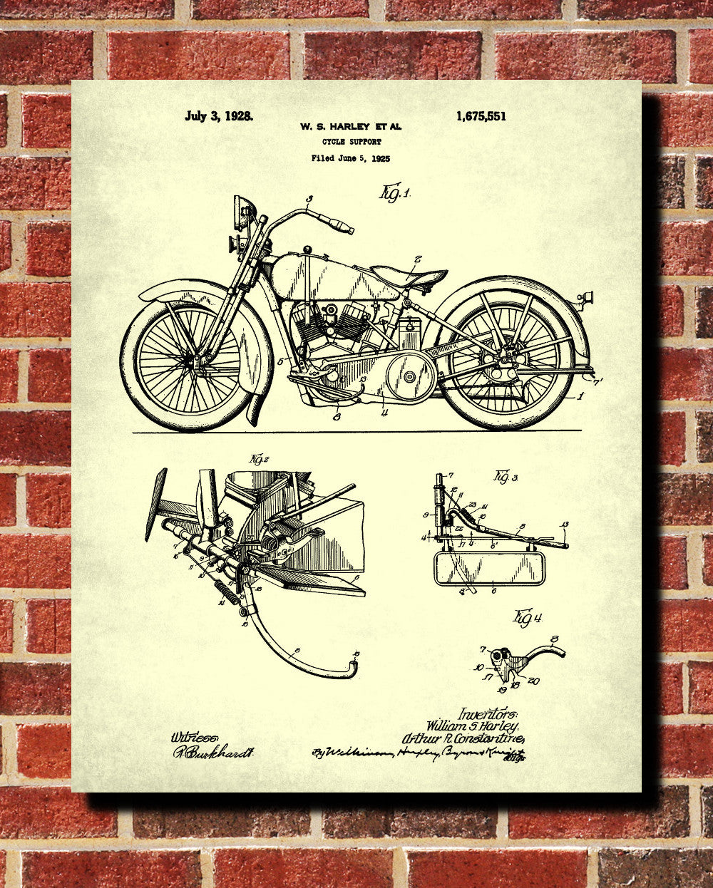 Harley Davidson Patent Print Motorcycle Blueprint Biker Poster - OnTrendAndFab