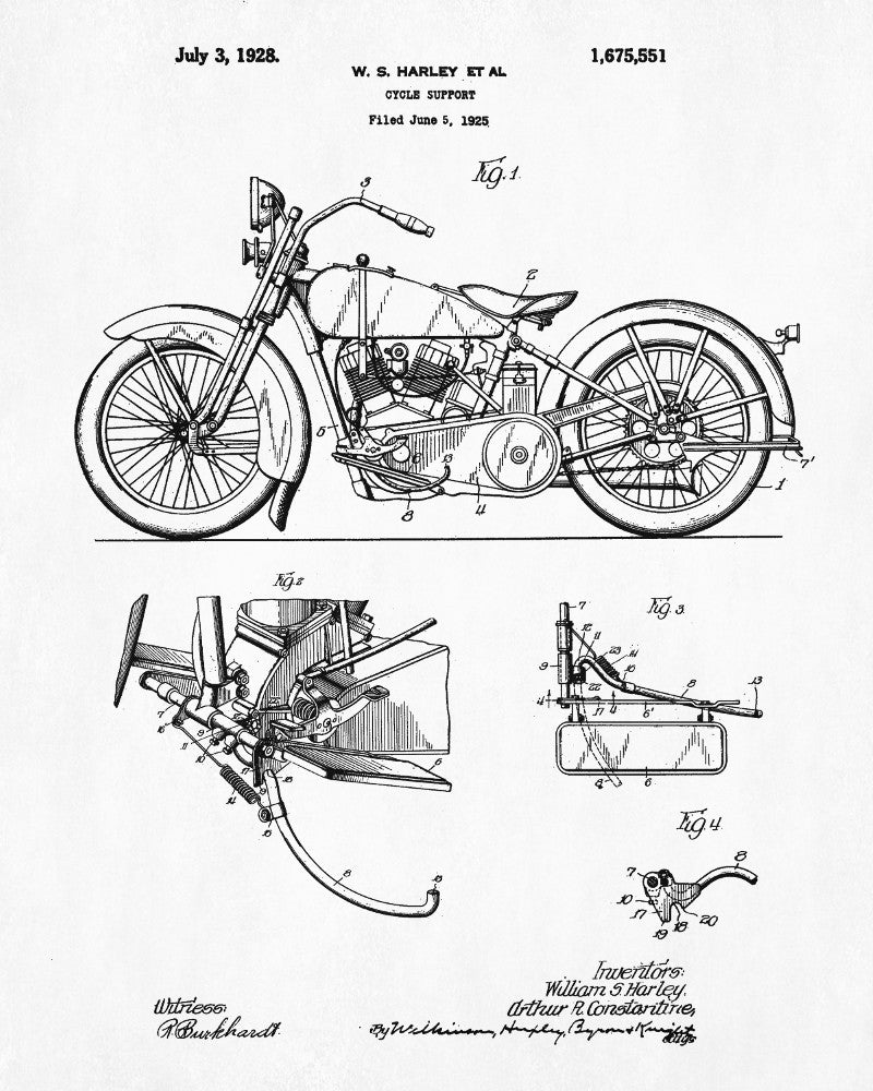 Harley Davidson Patent Print Motorcycle Blueprint Biker Poster - OnTrendAndFab