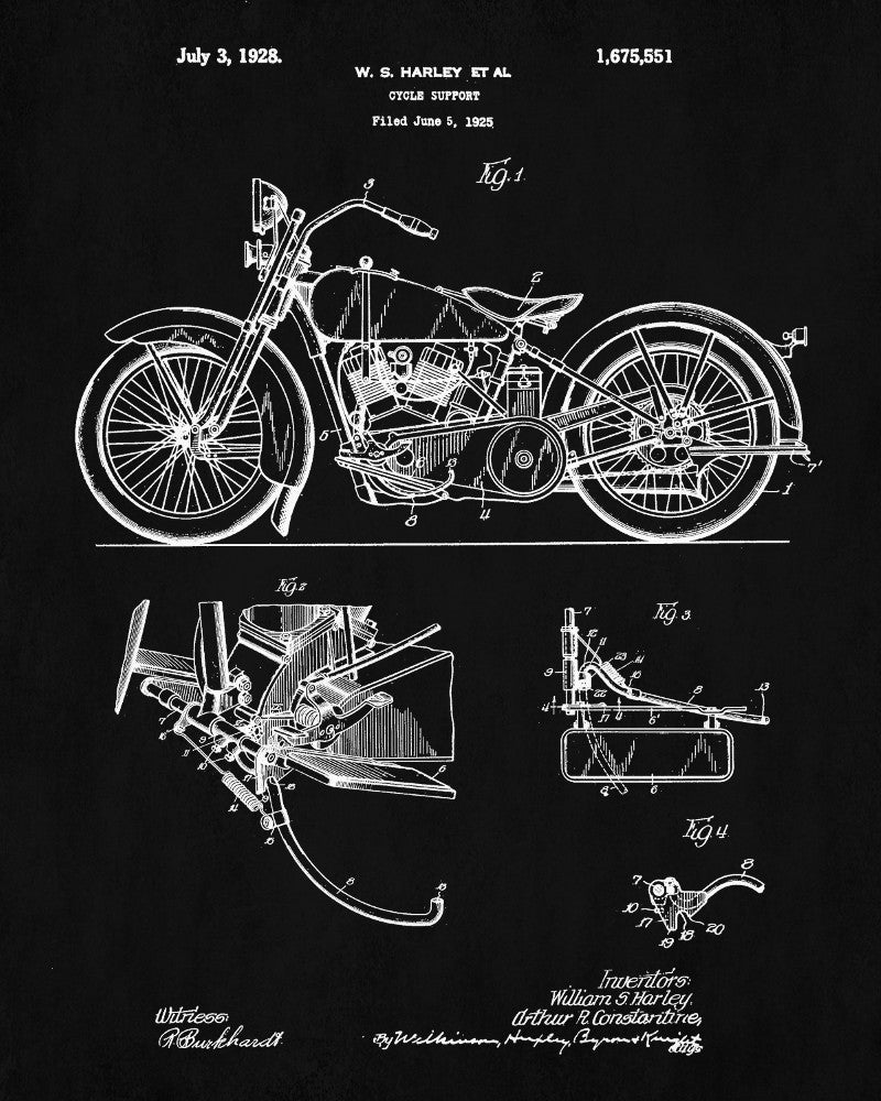 Harley Davidson Patent Print Motorcycle Blueprint Biker Poster - OnTrendAndFab