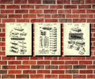 Harmonica Patent Prints Set 3 Musical Instruments Posters