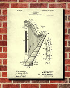 Harp Patent Print Orchestra Musical Instrument Wall Art Poster