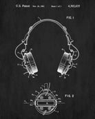 Headphones Patent Print Communications Gear Poster