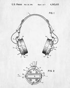 Headphones Patent Print Communications Gear Poster