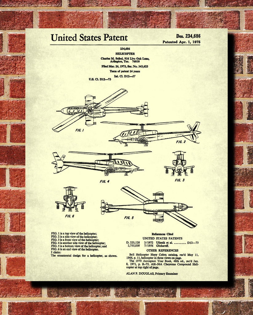 Helicopter Patent Print Military Blueprint Flying Poster - OnTrendAndFab