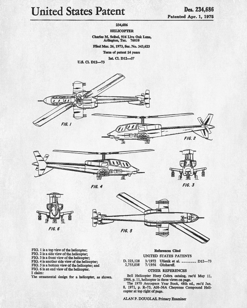 Helicopter Patent Print Military Blueprint Flying Poster - OnTrendAndFab