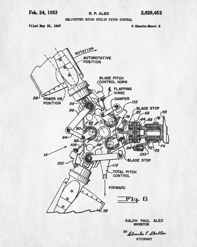 Helicopter Rotor Patent Print Pilot Blueprint Flying Poster