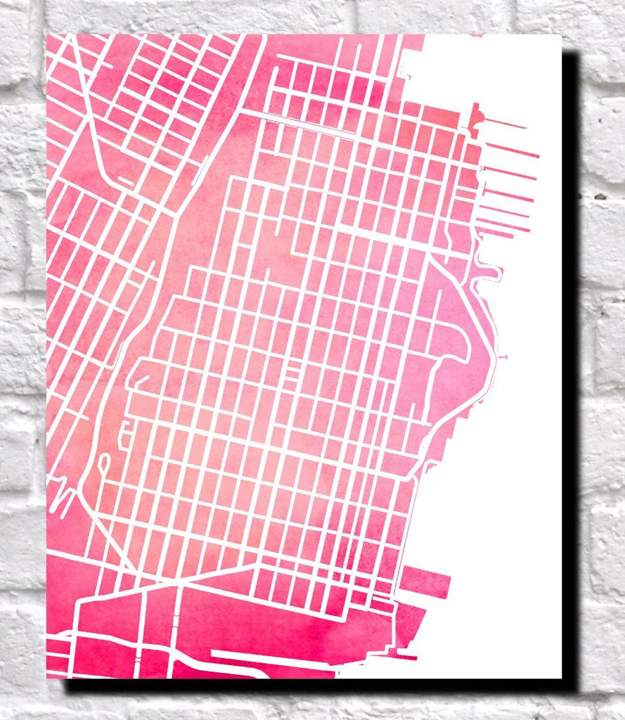 Hoboken New Jersey City Street Map Print Modern Art Poster 7178