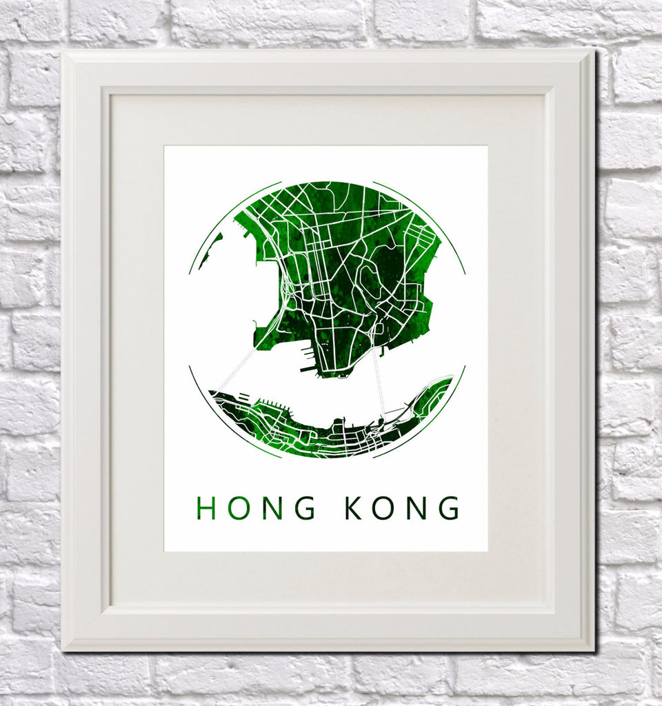 Hong Kong City Street Map Custom Wall Map Poster