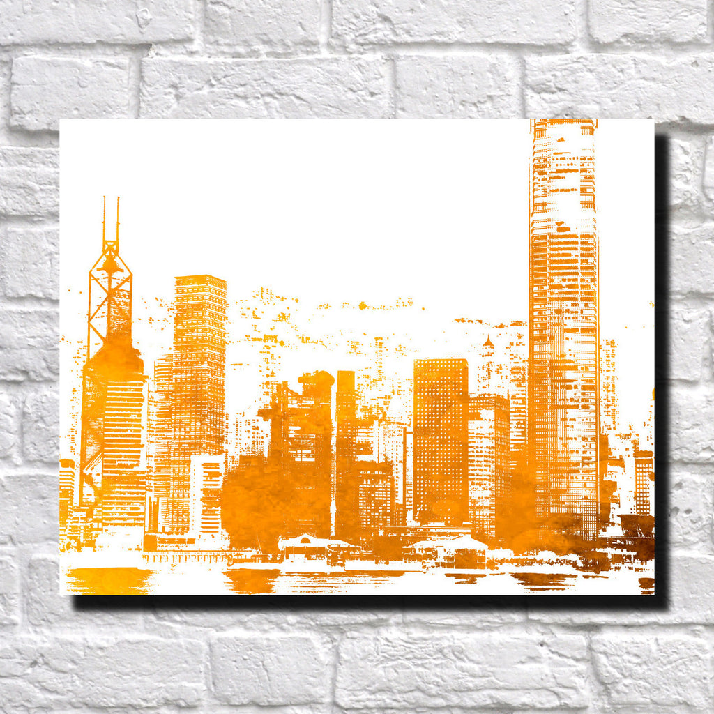 Hong Kong City Skyline Print Landscape Poster Feature Wall Art