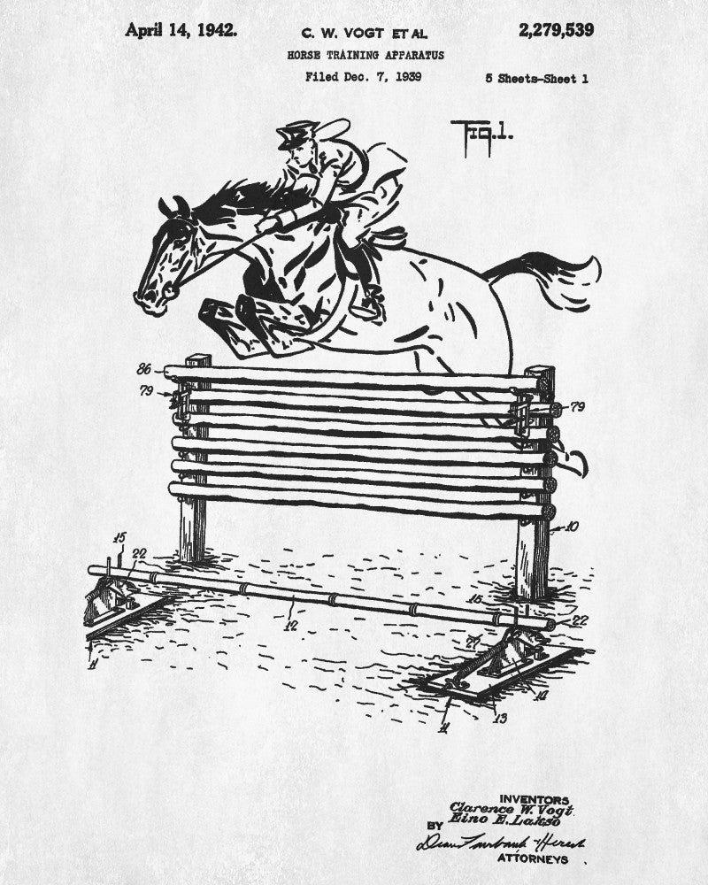 Horse Training Oxer Blueprint Equestrian Patent Print Riding Art Poster - OnTrendAndFab