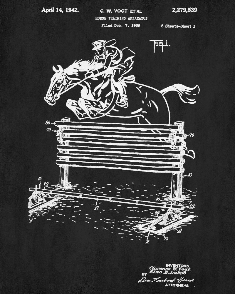 Horse Training Oxer Blueprint Equestrian Patent Print Riding Art Poster - OnTrendAndFab