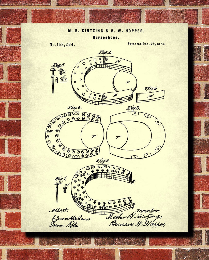 Horse Shoe Patent Print Equestrian Art Poster Riding Blueprint - OnTrendAndFab
