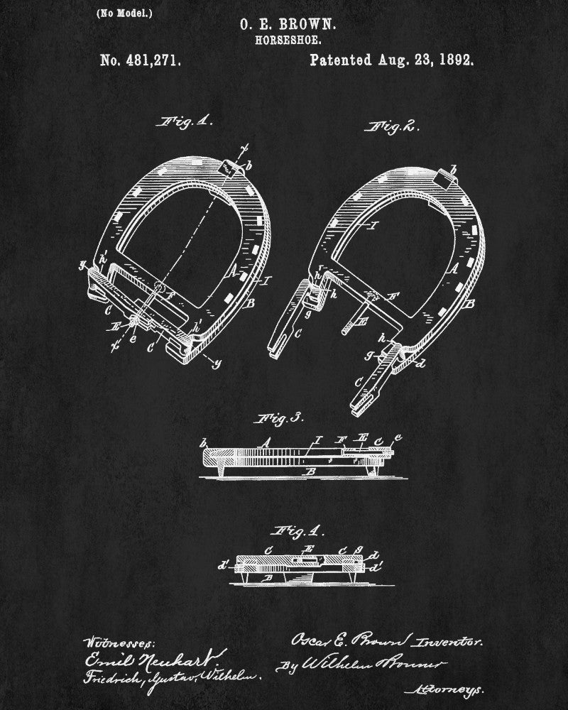 Horse Shoes Patent Print Equestrian Art Poster Riding Blueprint - OnTrendAndFab