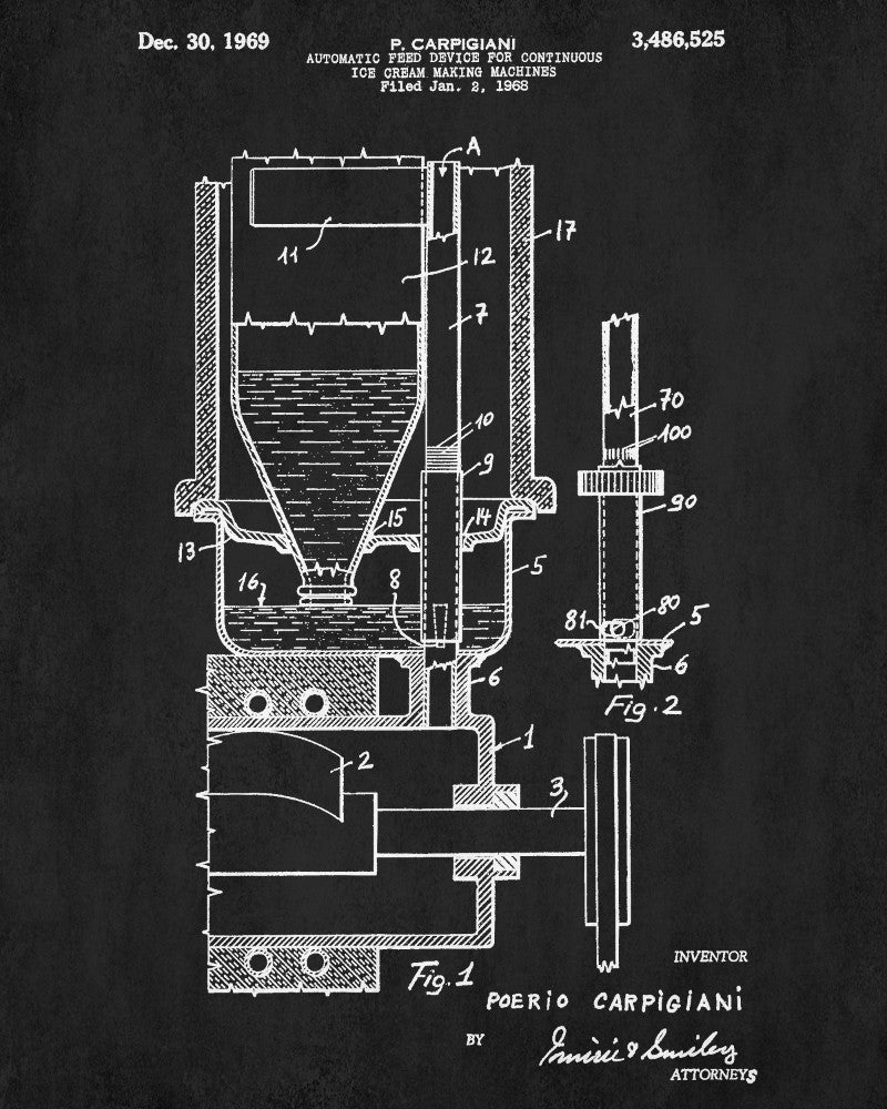Ice Cream Making Patent Print Kitchen Wall Art Blueprint Cafe Poster - OnTrendAndFab