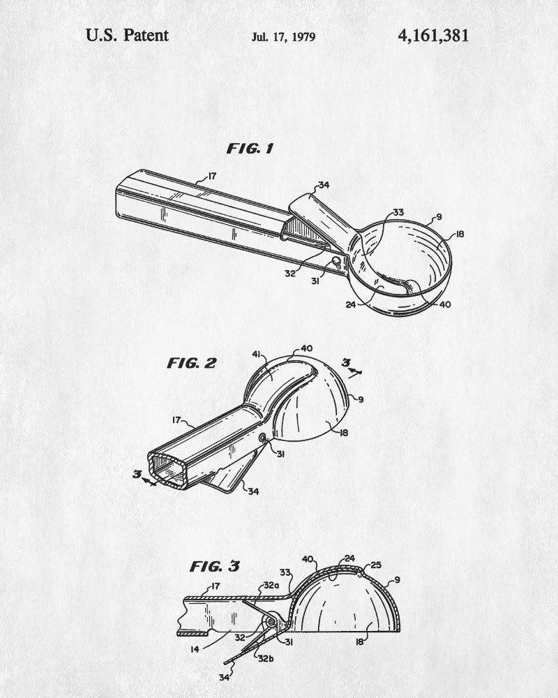 Ice Cream Scoop Patent Print Kitchen Wall Art Blueprint Cafe Poster - OnTrendAndFab