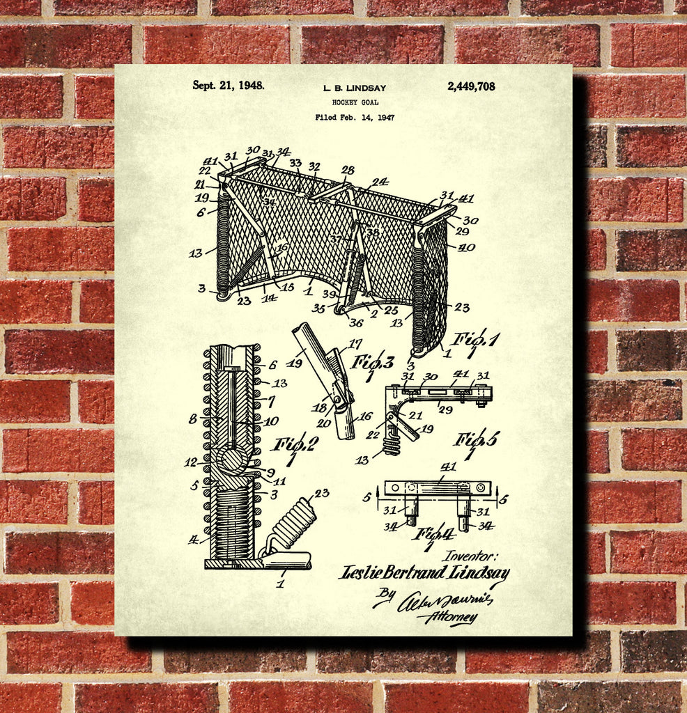 Ice Hockey Poster Goal Patent Print Sports Blueprint