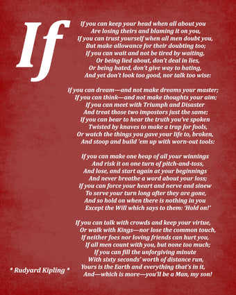 If Poem by Rudyard Kipling, Typography Print